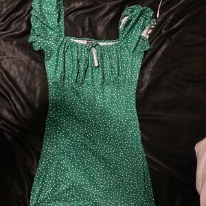 green polka dot dress